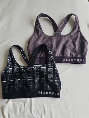 Under Armour Black & Purple Women’s Supportive Sports Bras - Set of 2